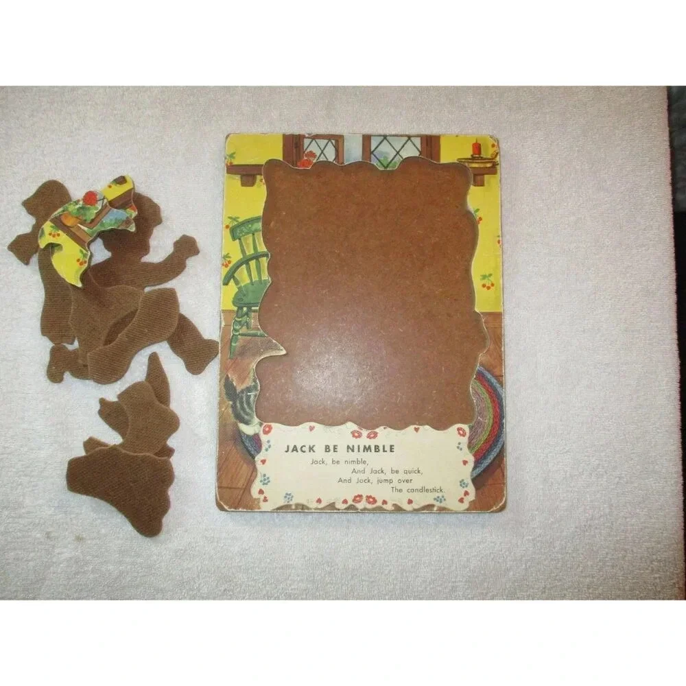 Vintage Jack be Nimble wooden puzzle, 1940.‎ Mother Goose, Nursery Rhymes